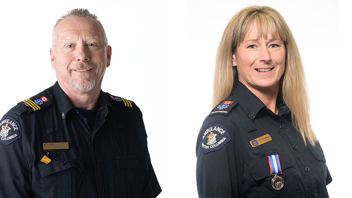 Paramedics John te Bulte and Dawn Reierson in uniform