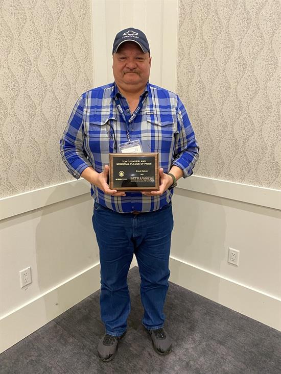 Brock received the Tony Sunderland Plaque in person at the BCEHS Leaders Forum in Kelowna in April 2024