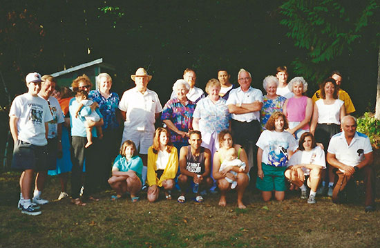 A family gathering on Gambier Island in 1992 for Carson Smith’s 65th birthday