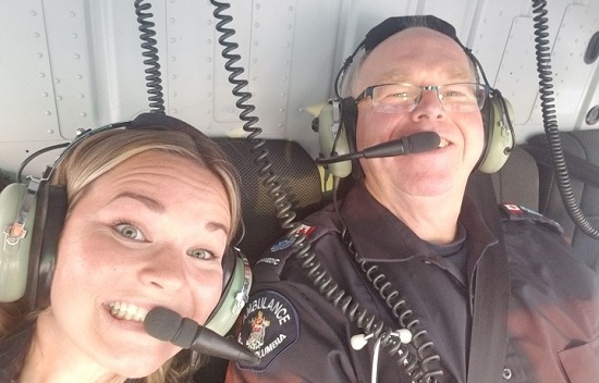 Ray Sims in flight on Infant Transport Team