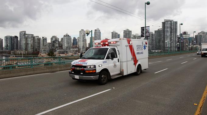 Ground ambulance driving code 3 in Vancouver